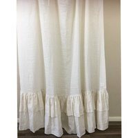 Cream Linen Shower Curtain With Double Layer Ruffles, Fabulous Chic Mildew-Free, 72x72, 72x85, 72x94, Or Custom Size | Etsy (US)