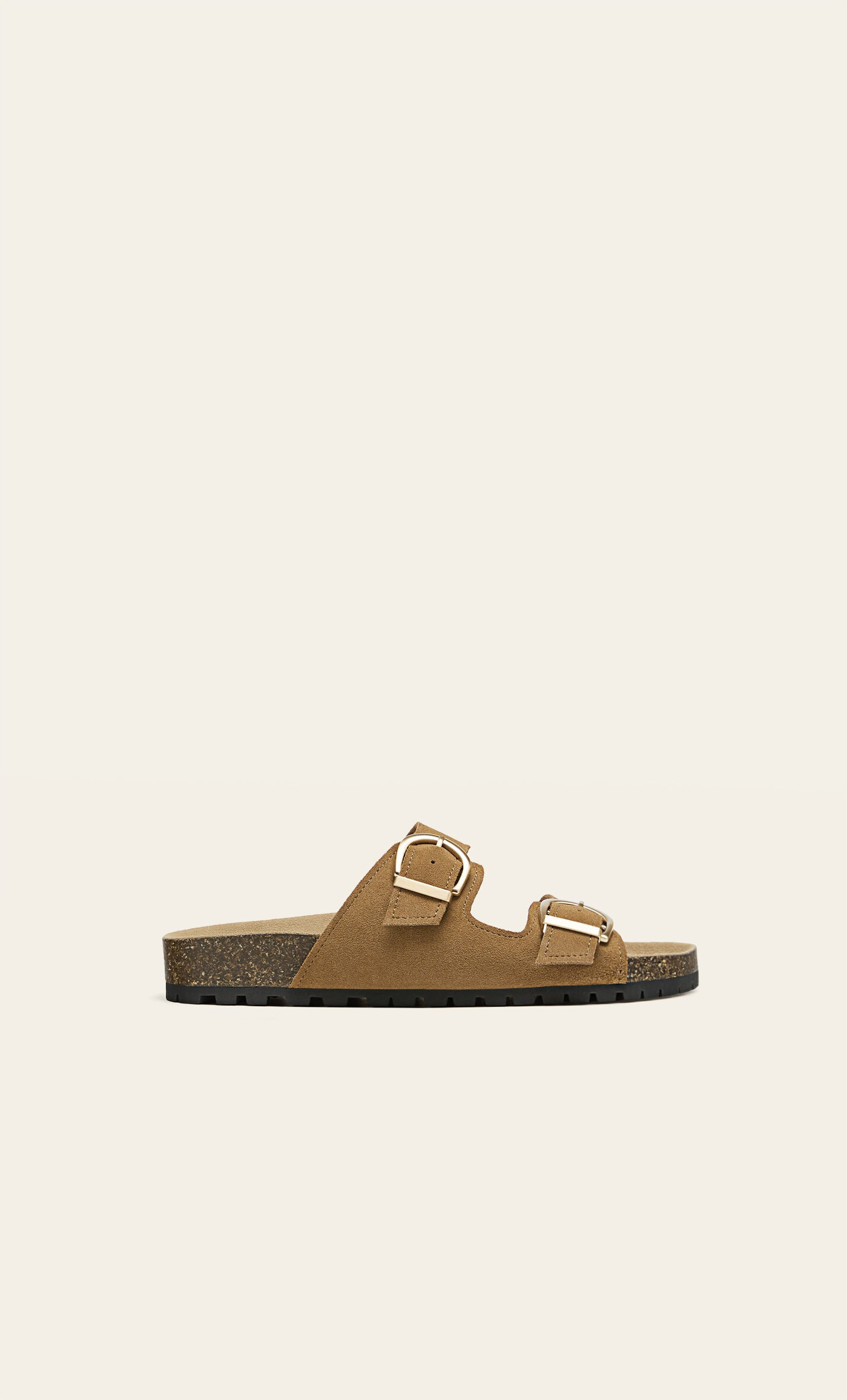 Flat leather sandals with buckles | Stradivarius (UK)