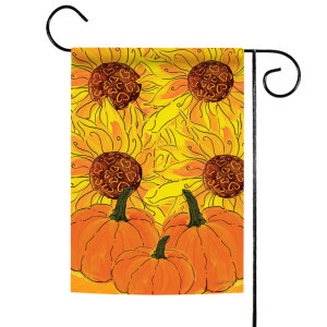 Orange and Yellow Sunflowers with Pumpkins Fall Outdoor Garden Flag 18" x 12.5 | Christmas Central