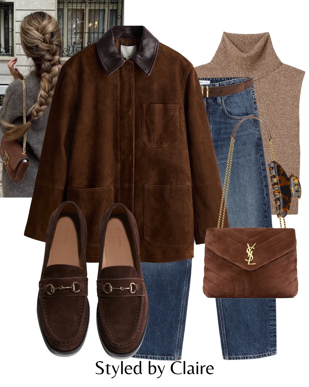 COLLARED BLAZER❤️‍🔥
Tags: new in H&M real leather suede jacket barrel jeans Zara belt turtleneck beige knit sleeveless top ysl bag loafers buckle detail fashion winter spring transitional inspo outfit ideas chic women’s style city break capsule wardrobe elevated basics office work wear Parisian 

#LTKshoes #LTKjeans #LTKstyletip