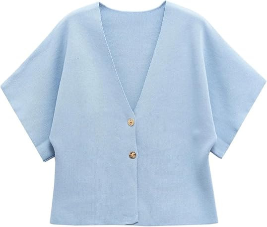 Wanzetaly Womens Oversized Cardigans Short Sleeve Lightweight Button V Neck Casual Knit Sweater O... | Amazon (US)
