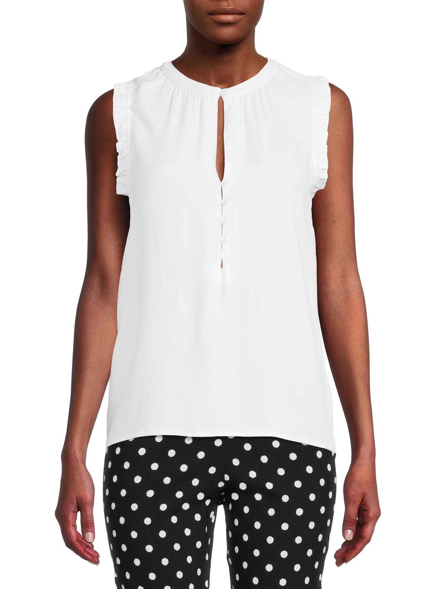 Time and Tru Women's Ruffle Trim Tank Top | Walmart (US)