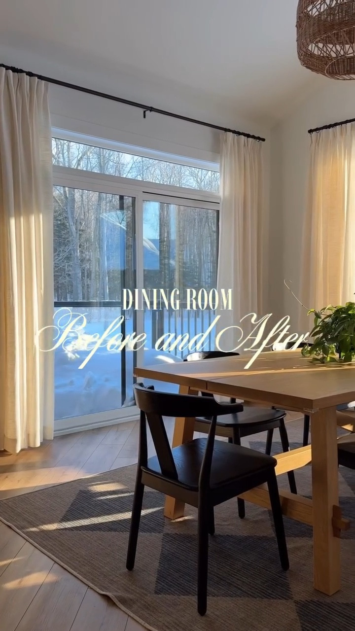 A subtle change can make all the difference ✨ Obsessed with this @twopagescurtains glow up. Same vibe, just more elevated #twopageschallenge #twopagesglowup #homedecor #diningroom #gifted