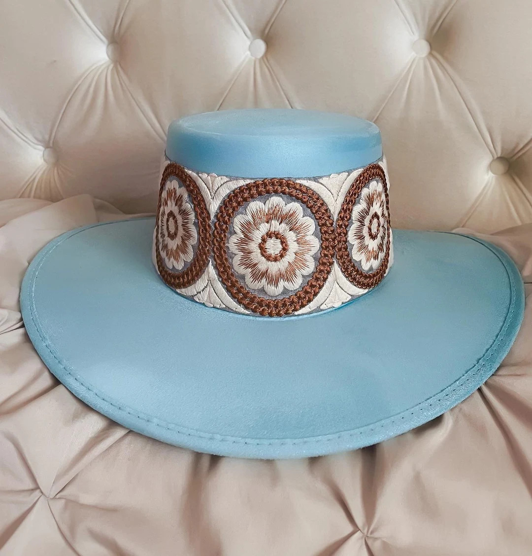 Boater Hat amelia in Sky Blue - Etsy | Etsy (US)