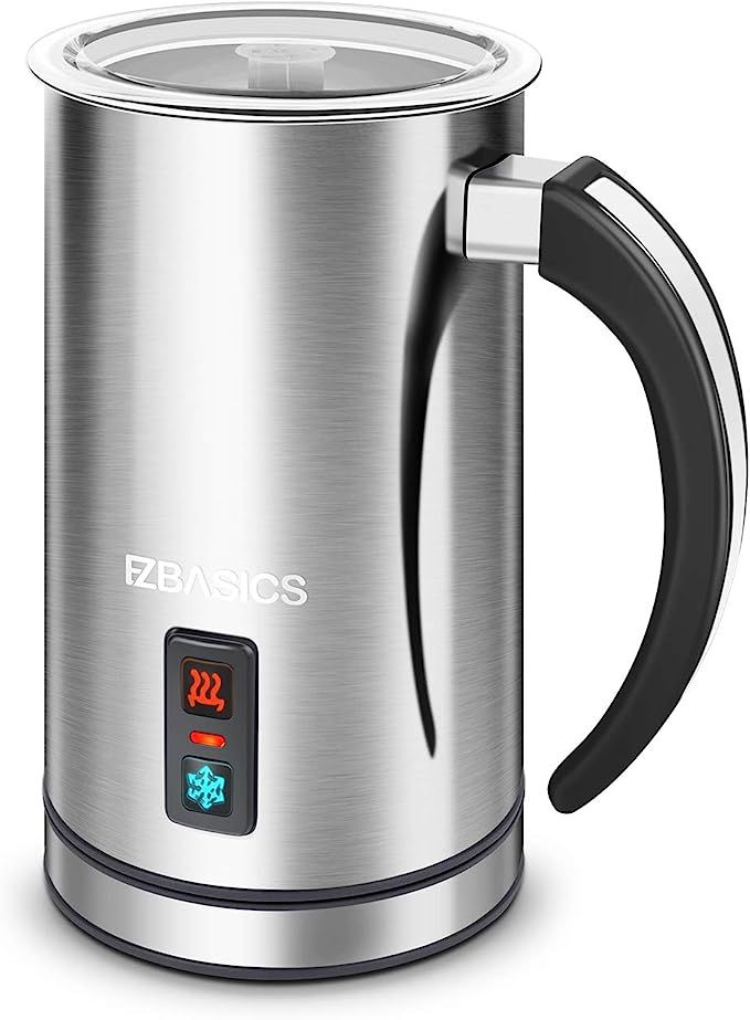 Milk Frother, EZBASICS Electric Milk Steamer Stainless Steel, 8.4oz/250ml Automatic Hot and Cold ... | Amazon (US)