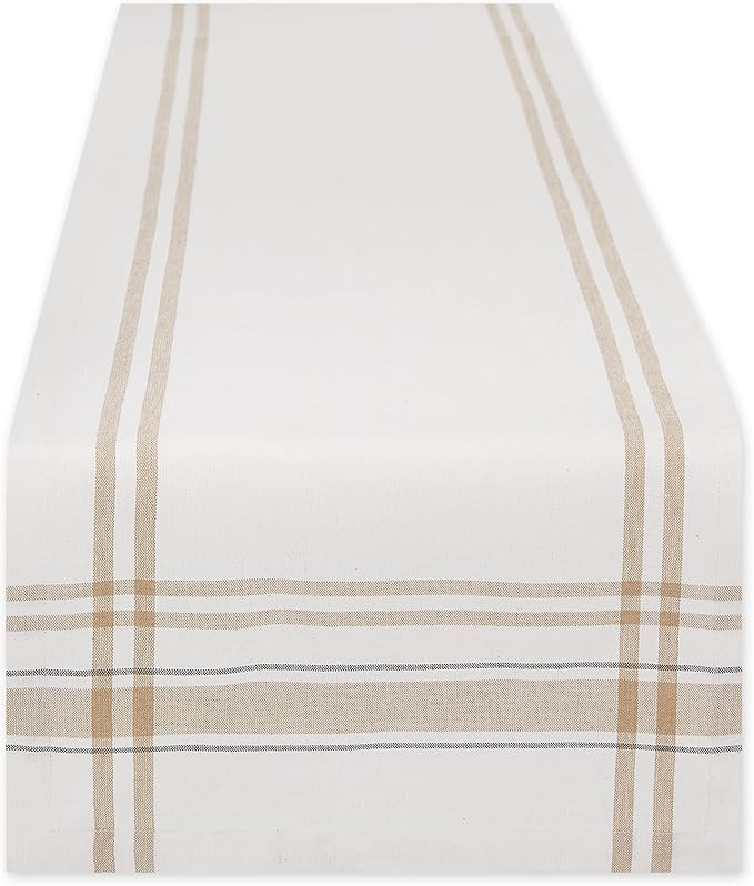 DII French Stripe Dining Table Collection Farmhouse Style Table Runner, 14x108 Inches, White Cham... | Amazon (US)