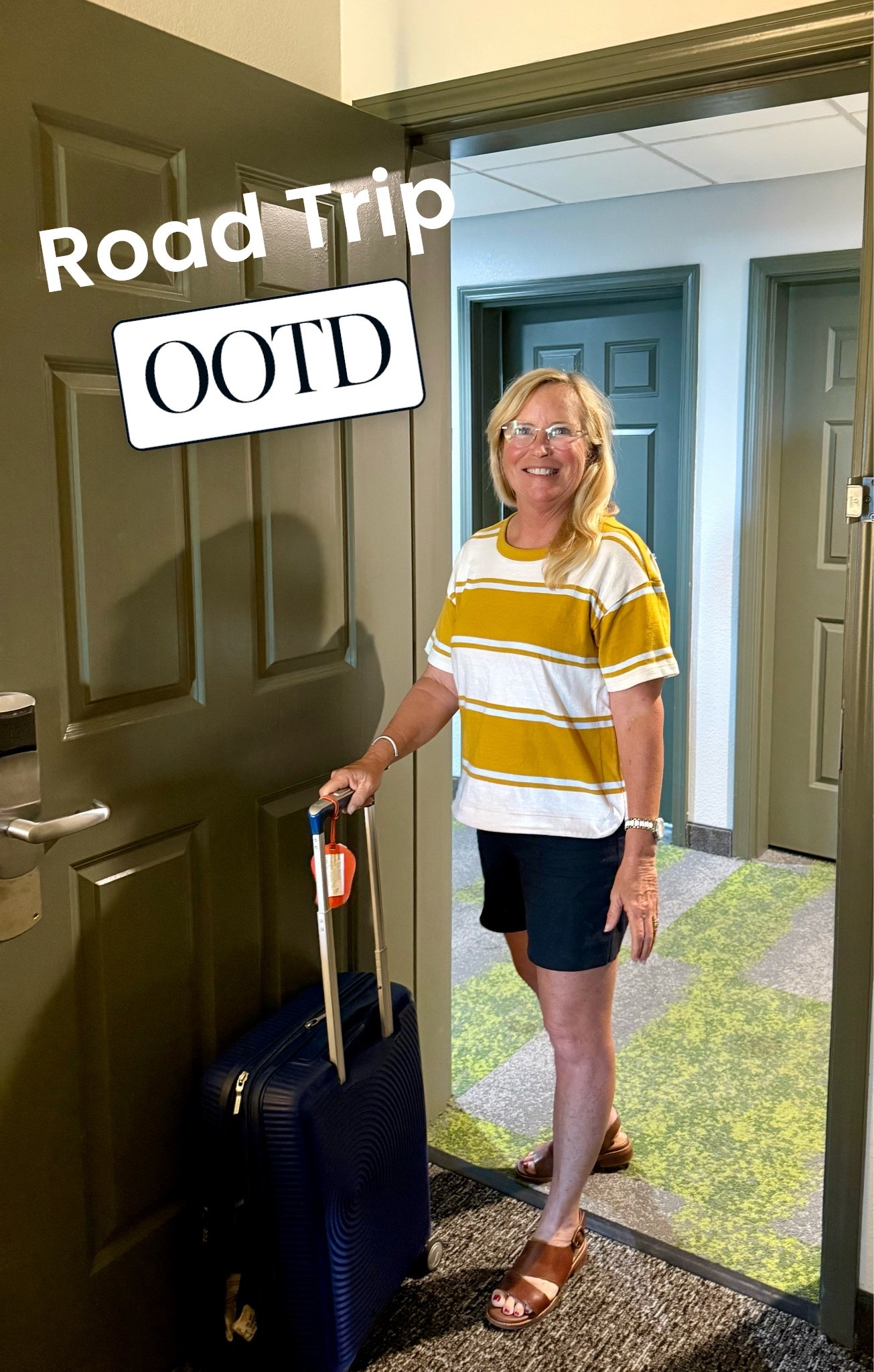 What to wear during the travel portion of a road trip? Dress for comfort! I love this top! It is a nice way to wear the Rugby Stripe Trend! Vacation Outfit. Summer Outfit.

#LTKootd #LTKOver40 #LTKTravel