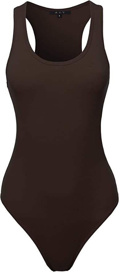 Women's Fashion Basic Premium Cotton Racerback Sleeveless Tank Body Suit | Amazon (US)