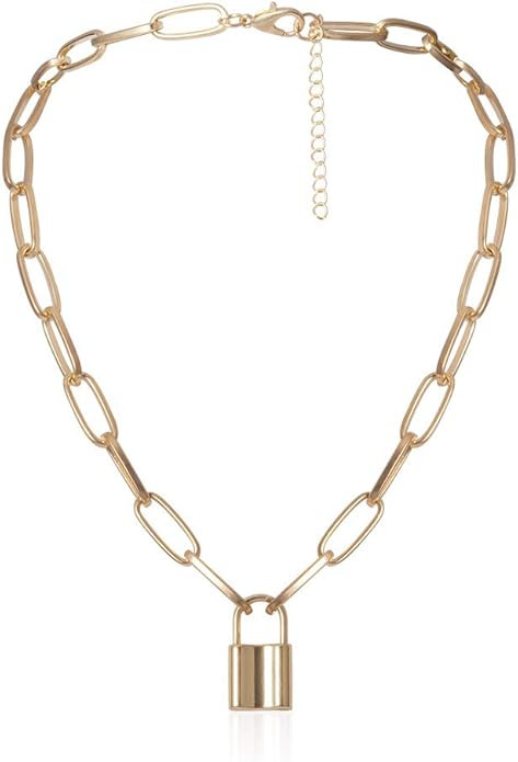 Krun Lock Necklace Y Pendant Simple Cute Heart Necklaces Long 3 Multilayer Chain Fashion Jewelry ... | Amazon (US)