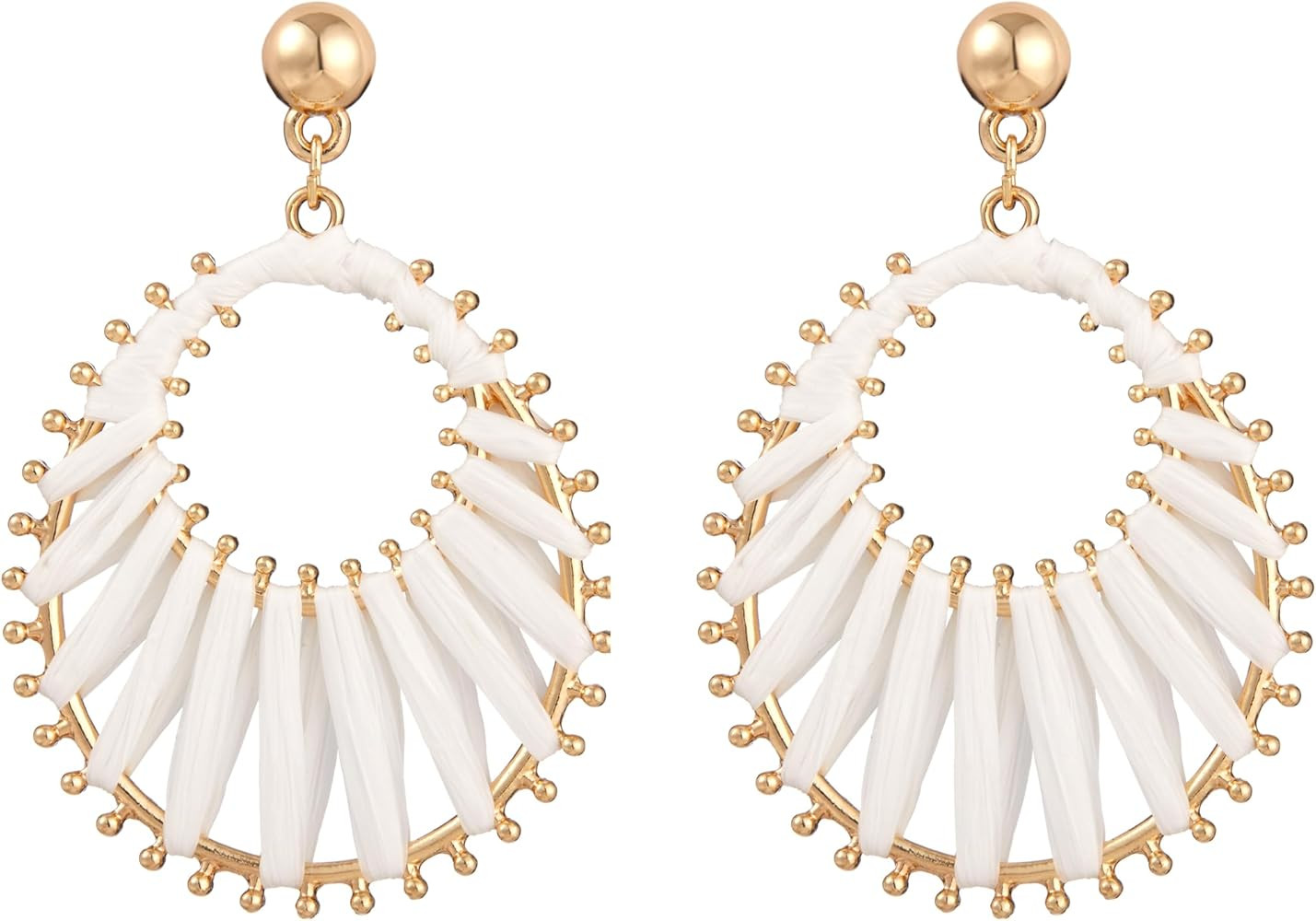 Viva Joya Boho Raffia Teardrop Earrings for Women Teen Girls, Large Statement Drop Dangle Earring... | Amazon (US)