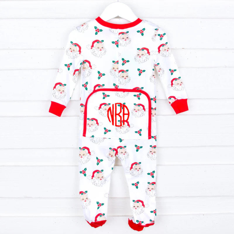 Vintage Santa White Zip Sleeper | Classic Whimsy