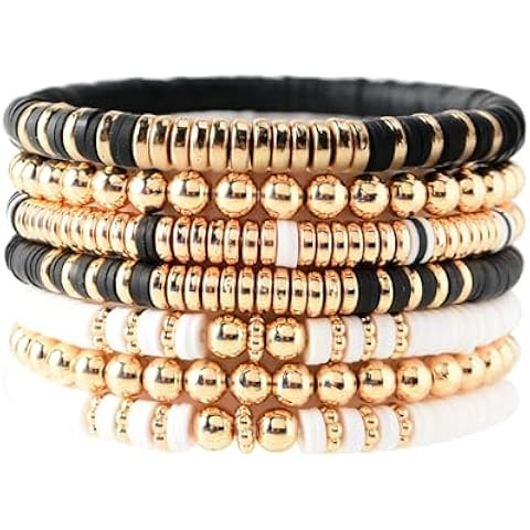 Elegance 11 designs Heishi Beaded Bracelets For Women Polymer Clay Colorful Surfer Stackable Bead... | Amazon (US)