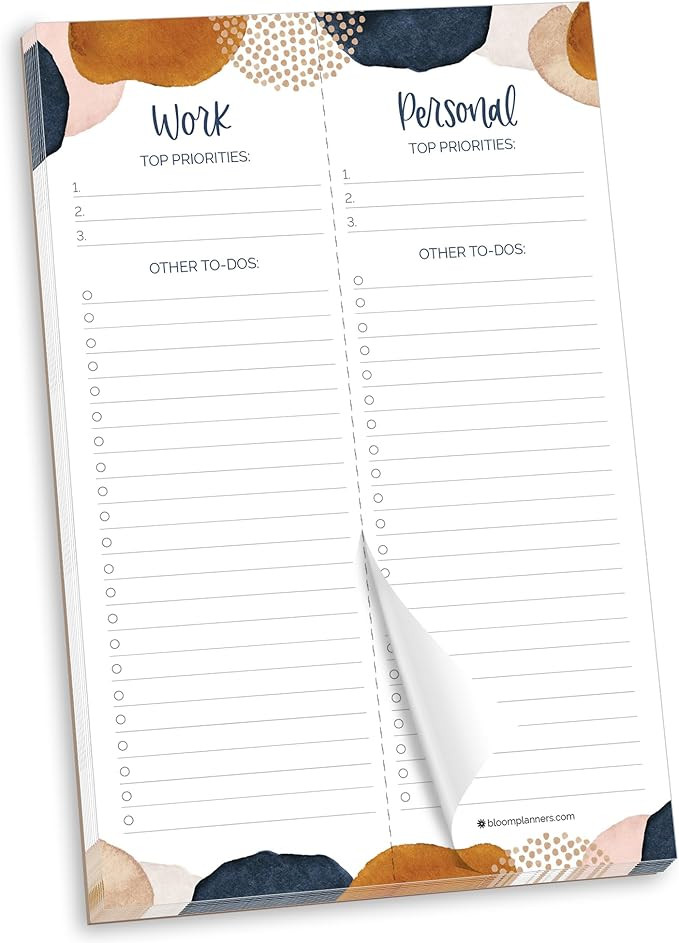 bloom daily planners Work & Personal To Do List Planning Pad - Undated Tear Off Checklist Notepad... | Amazon (US)