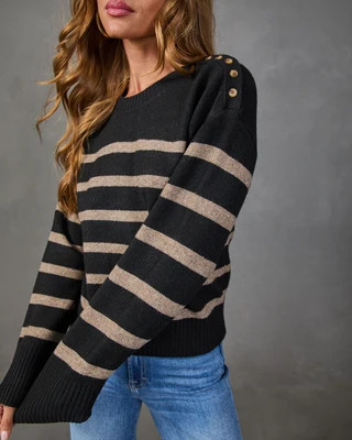 Aster Striped Knit Sweater Black/Brown / M | VICI