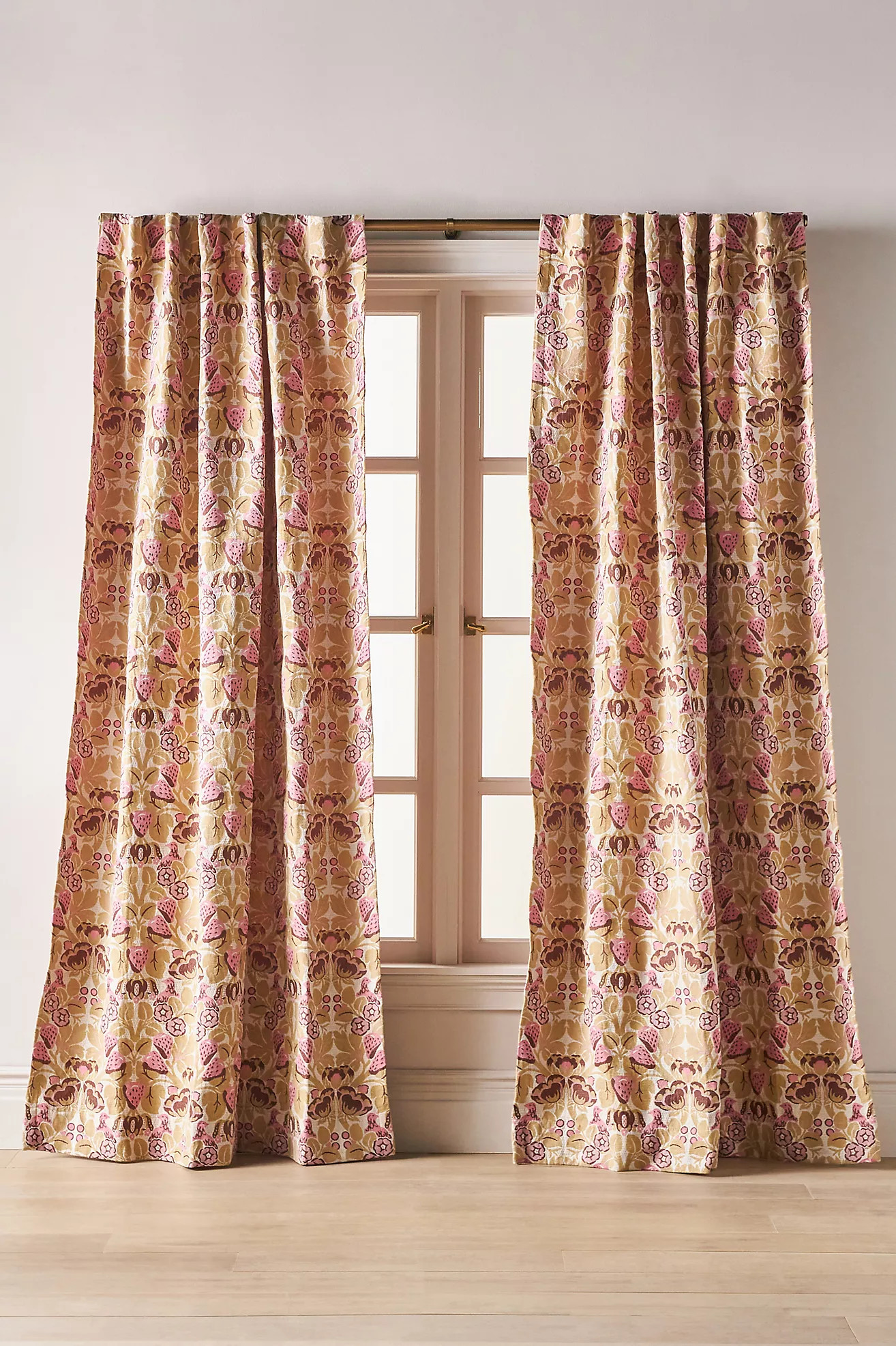 Cotton Jacquard Strawberry Bird Curtain | Anthropologie (US)