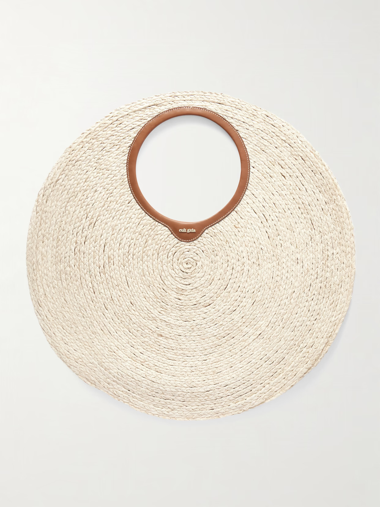 Cult Gaia - Amun Large Leather-trimmed Raffia Shoulder Bag - White | NET-A-PORTER (US)