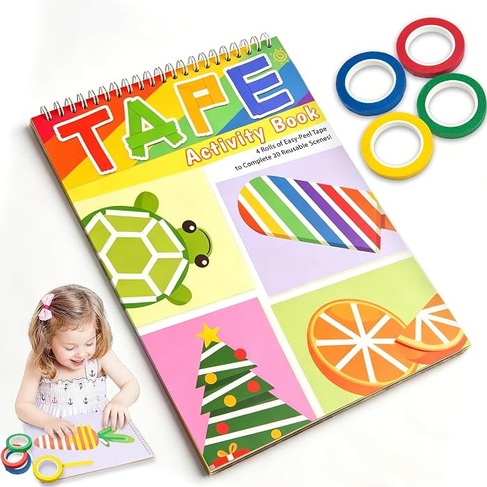 Tape Activity Books for Kids Age 3-5, Airplane Essential Travel Toys Road Trip Activities for Tod... | Amazon (US)