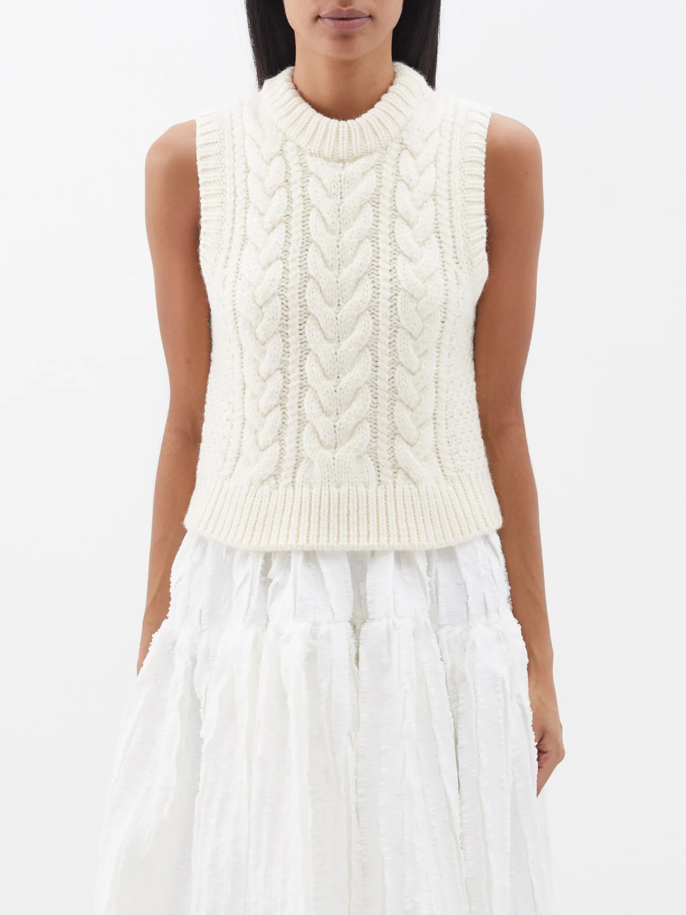 Hannah cable-knit wool-blend sweater vest | Cecilie Bahnsen | Matches (US)