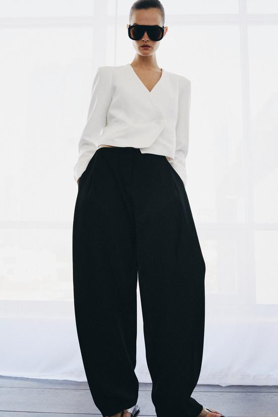ZW COLLECTION WIDE-LEG TROUSERS WITH PLEATS | Zara UK