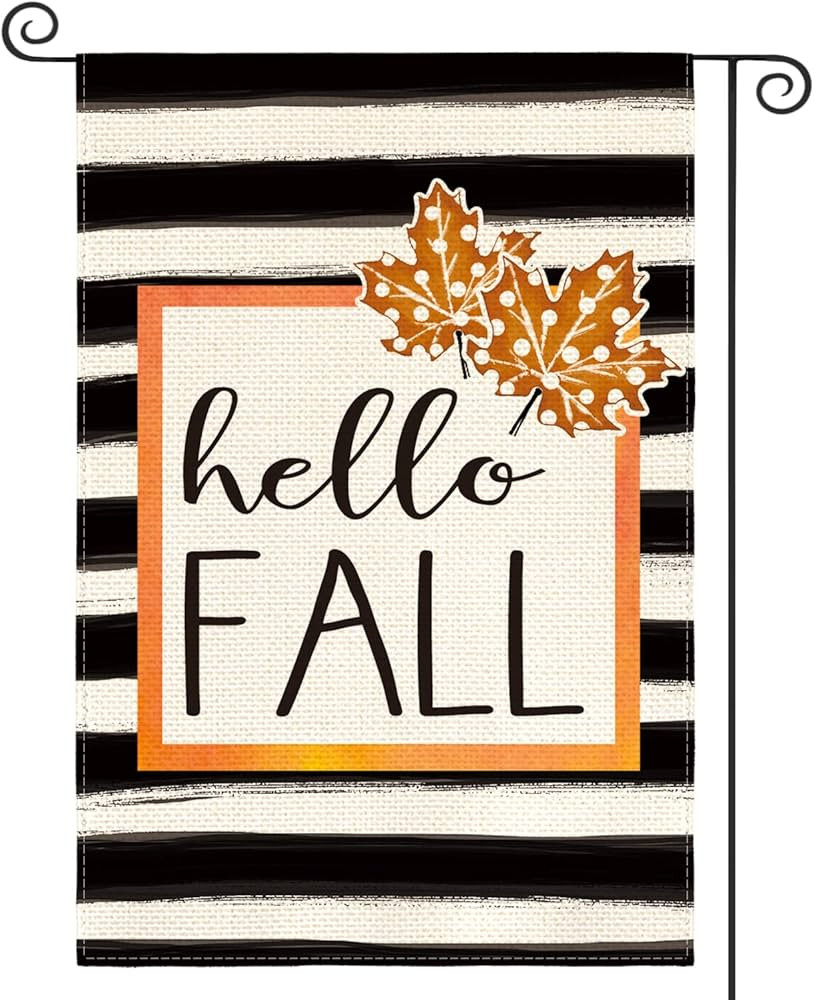 AVOIN colorlife Hello Fall Maple Leaves Garden Flag 12 x 18 Inch Watercolor Stripes Double Sided,... | Amazon (US)