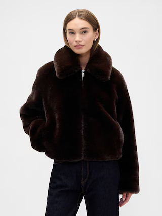 100% Recycled Relaxed Faux-Fur Jacket | Gap Factory