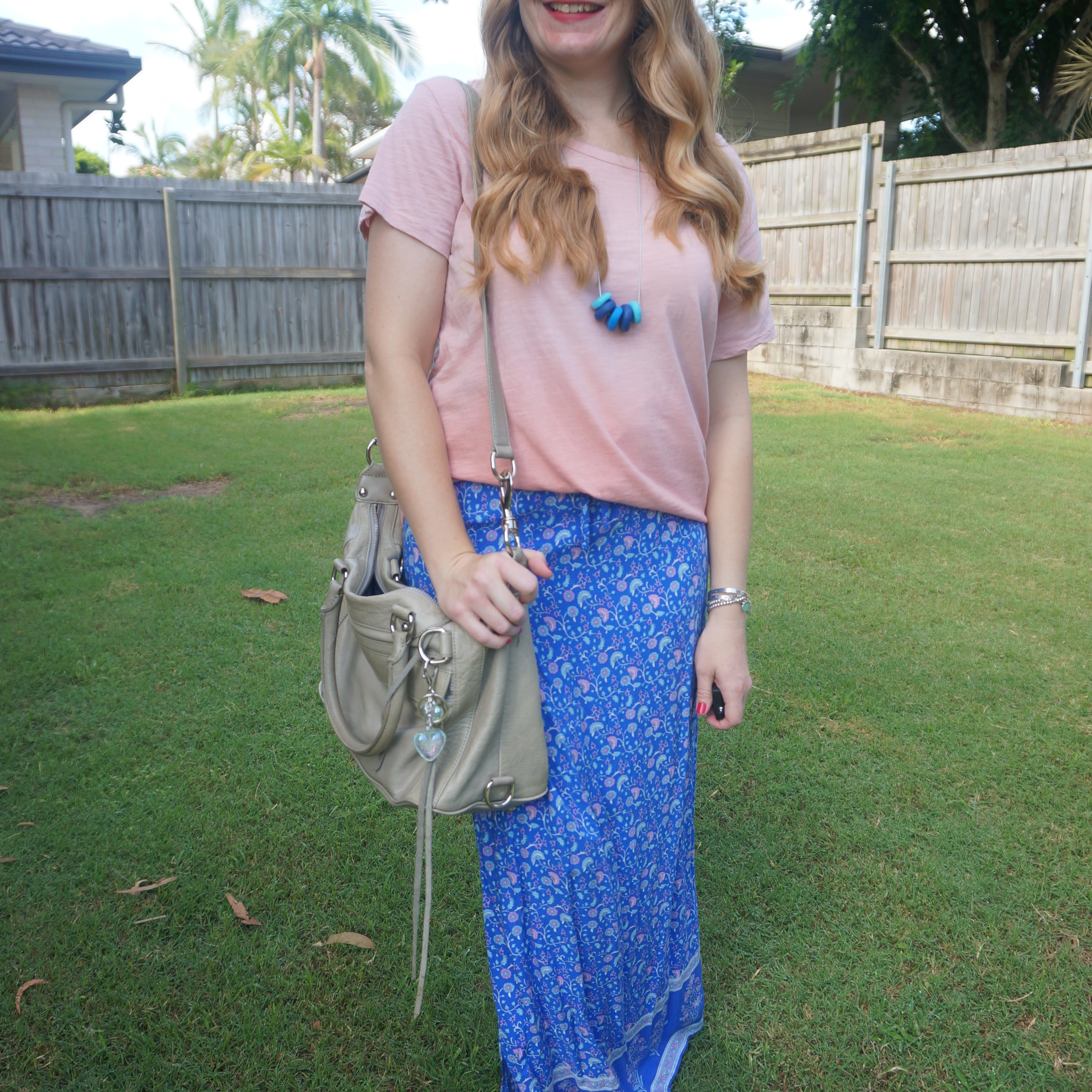 Ombre pink tee, blue floral print maxi skirt and grey Rebecca Minkoff MAB bag 💕💙

#LTKsummer #LTKaustralia