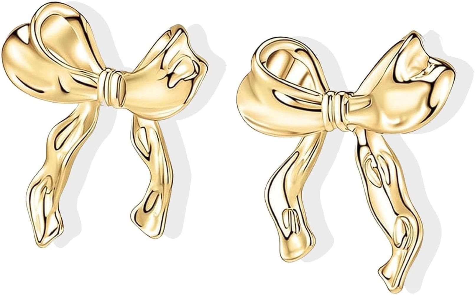 Gold Bow Earrings for Women Small Classic Ribbon Bowknot Earrings Birthday Christmas Holiday Gift... | Amazon (US)