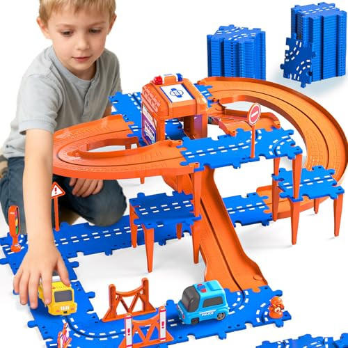 3-Tier Large Puzzle Race Car Track Set for Kids 3-5, DIY Race Tracks Toys for Toddler Boys Girls 3-8, Birthday Gifts for Preschool Kids 4-6 Year Old | Amazon (US)