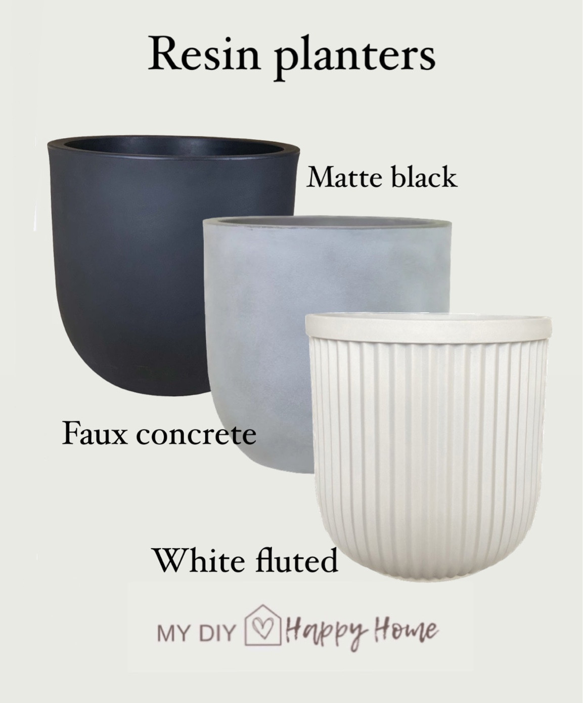 Affordable planter options… made of resin and have drainage holes

Matte black 
Concrete look
White fluted 

#LTKFind #LTKhome #LTKSeasonal