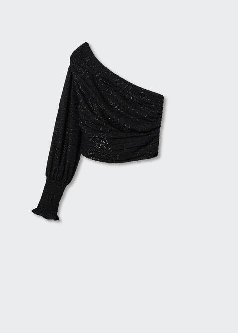 Asymmetrical shiny blouse -  Women | Mango United Kingdom | MANGO (UK)