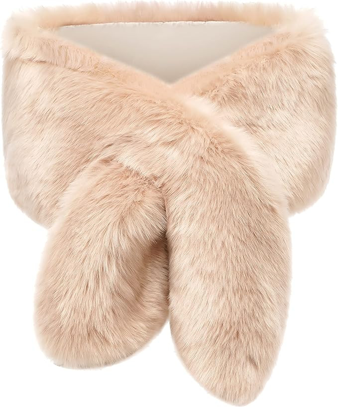 Women's Winter Warm Navy Faux Fur Shawl Coat Jacket Parka Outerwear Tops | Amazon (US)