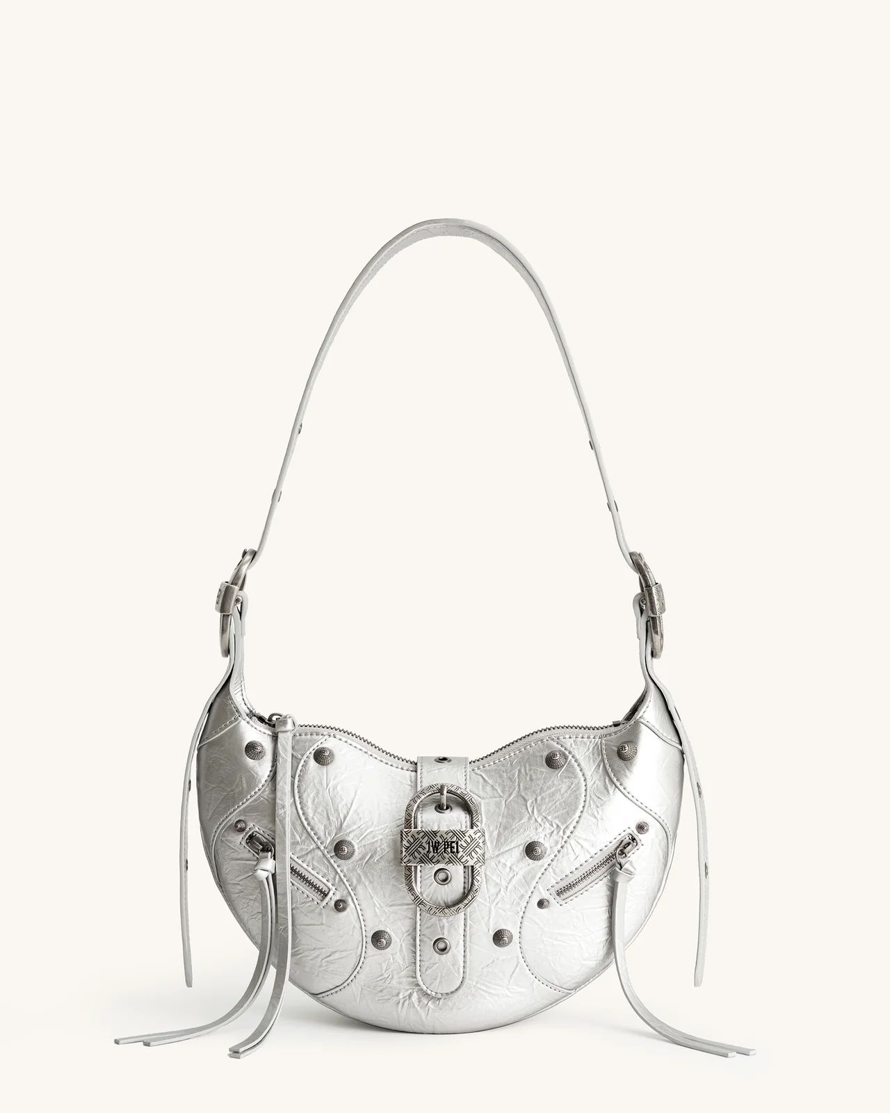 Tessa Metallic Pleating Shoulder Bag - Silver | JW PEI US