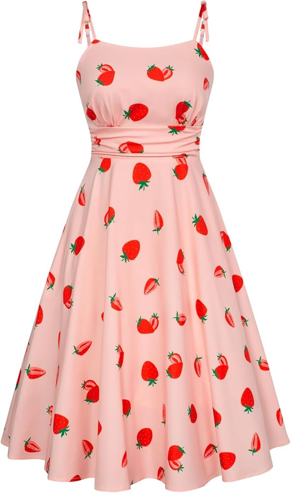 Belle Poque 2026 Summer Dress for Women Spaghetti Strap Flowy Midi Beach Sundress Vintage Wedding... | Amazon (US)