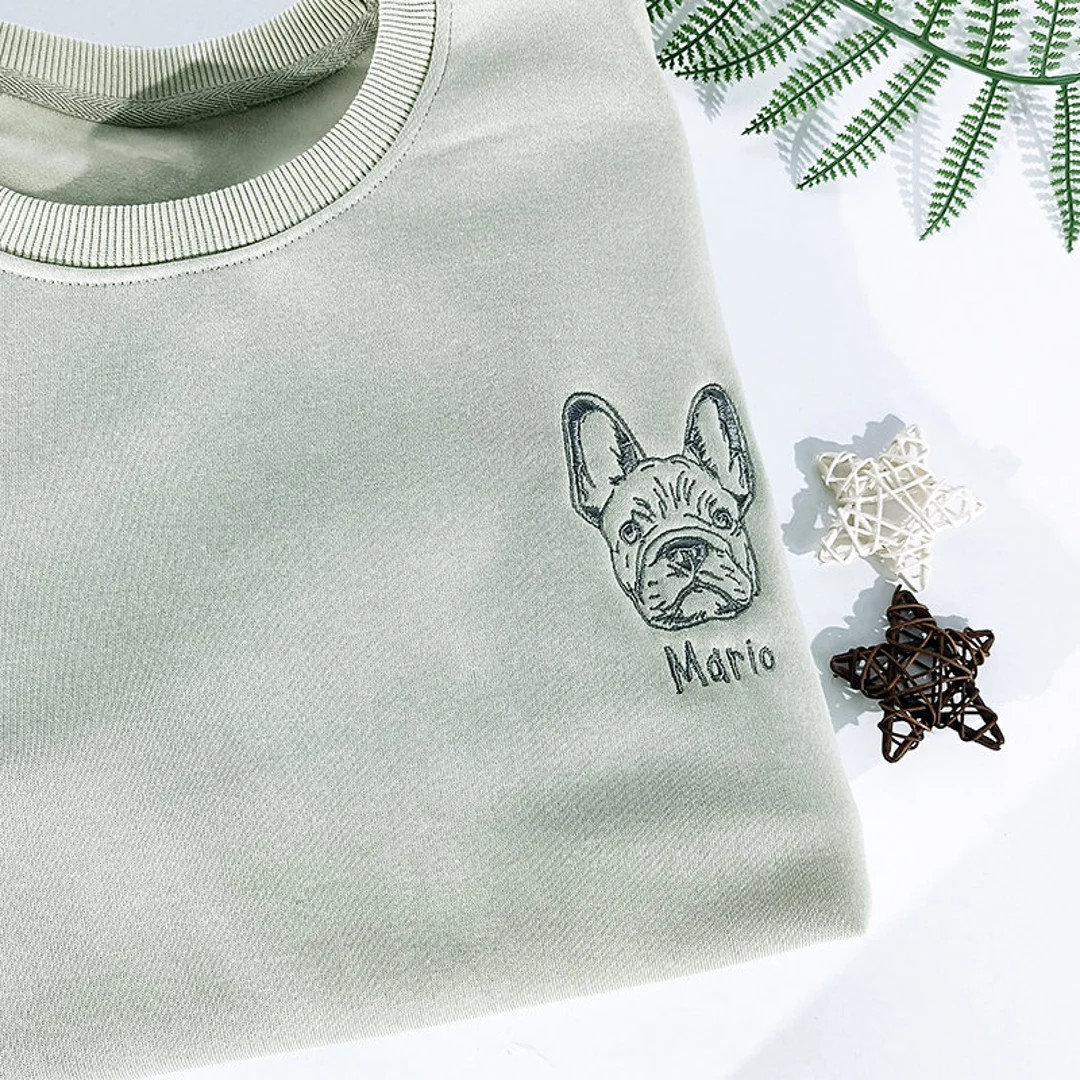 Embroidered Dog Face Sweatshirtdog Line - Etsy | Etsy (US)