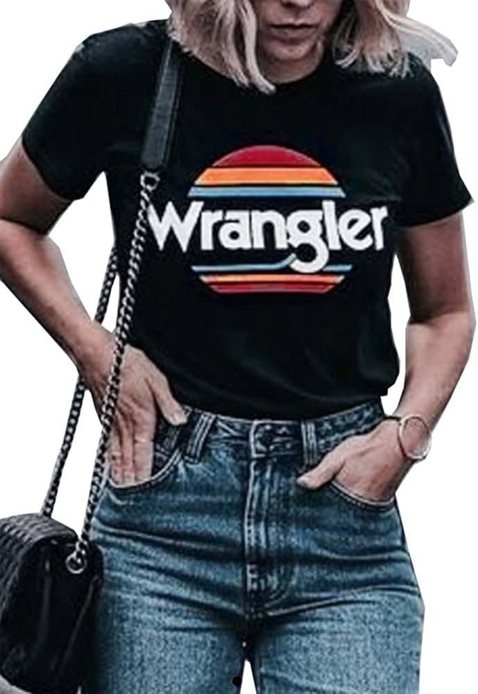 Western Cowboy Sunset T-Shirt Women Country Music Shirt Funny Western Cowboy Sunset Vintage Graphic  | Amazon (US)