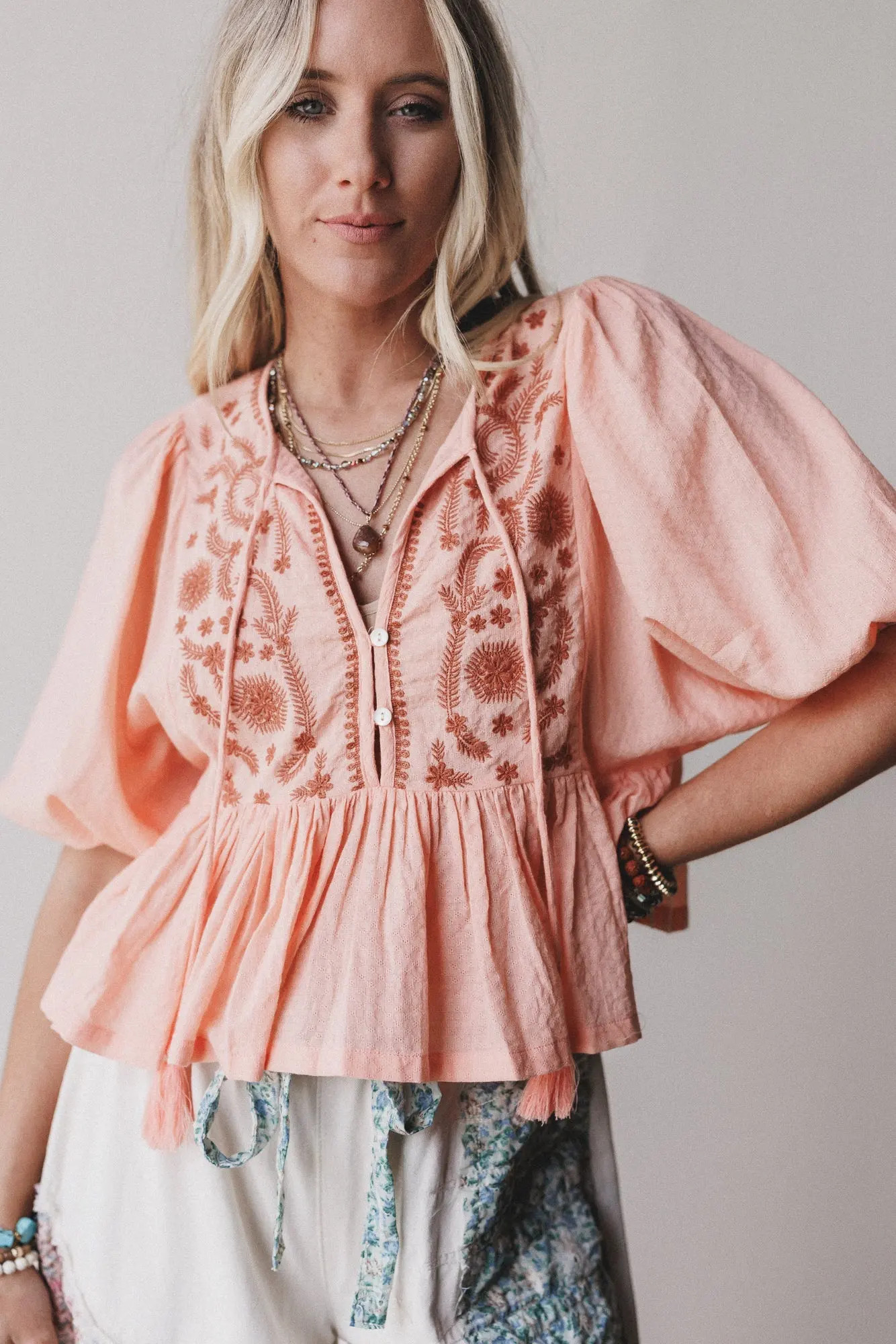Louella Embroidered Peplum Top — Three Bird Nest | Three Bird Nest