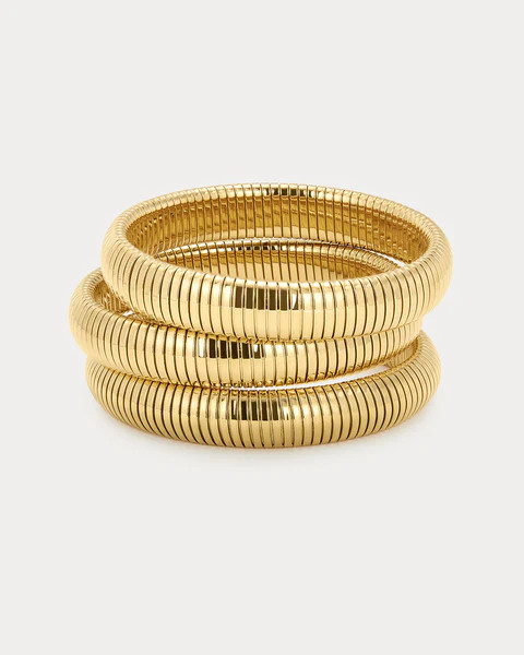 Flex Snake Chain Bracelet- Set of 3 (12mm wide)- Gold | Luv Aj Inc.