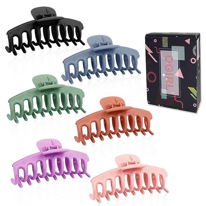 OGIRL 6 Pack Big Hair Clips 4.33 Inch Hair Claw Clips for Women, Updated Claw Clips for Thick Hai... | Amazon (US)