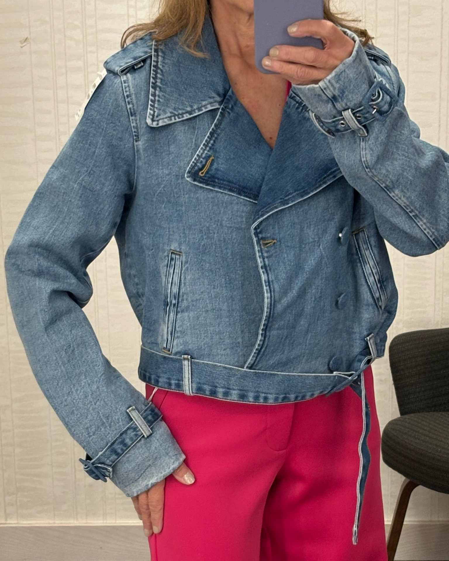 This Good American denim moto jacket is so cool! This is the Medium and I really need a Small (I’m a size 4)  but like the oversized look. Very soft and cozy but a bit tricky to put on with all the buttons and the belt. Great price of $134.99 during the sale!

#LTKSummerSales #LTKxNSale #LTKSaleAlert
