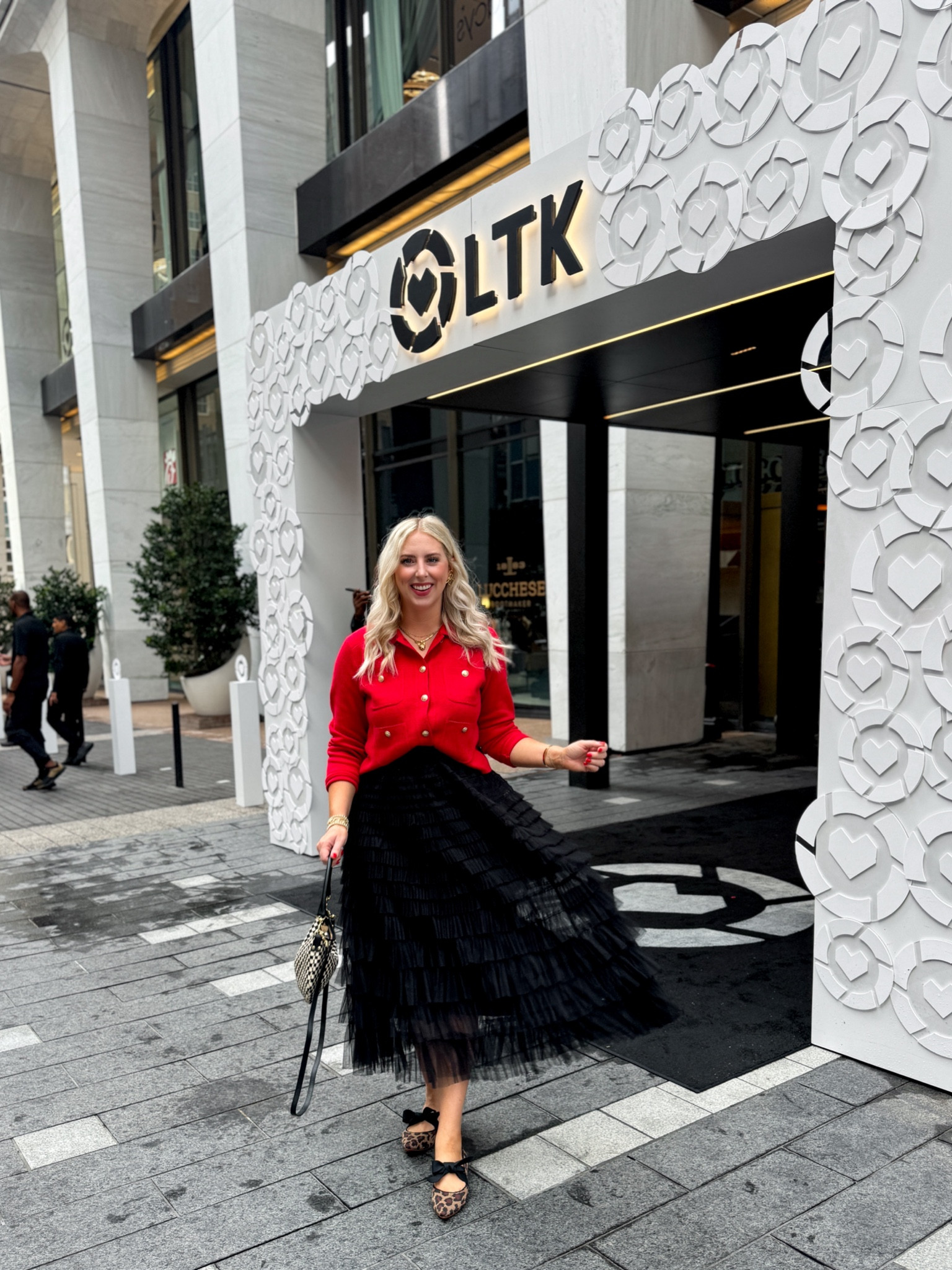 LTK Con outfit, red cardigan, black skirt, tulle skirt, j. Crew, Amazon, rothys, leopard flats, Clare v bag 

Medium in both 

#LTKFindsUnder50 #LTKCon #LTKSaleAlert