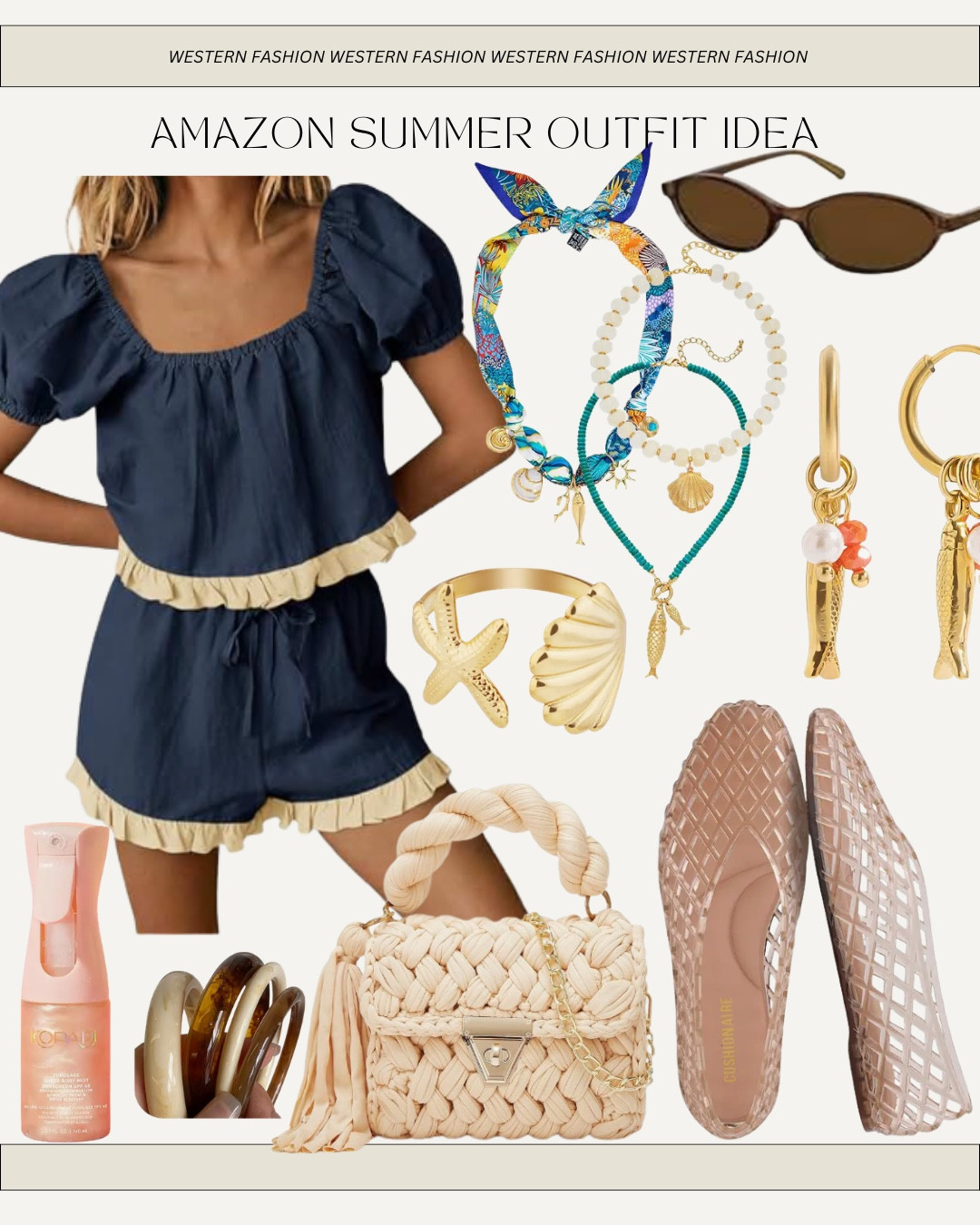 Summer outfit idea how to style a two piece 
 set from Amazon