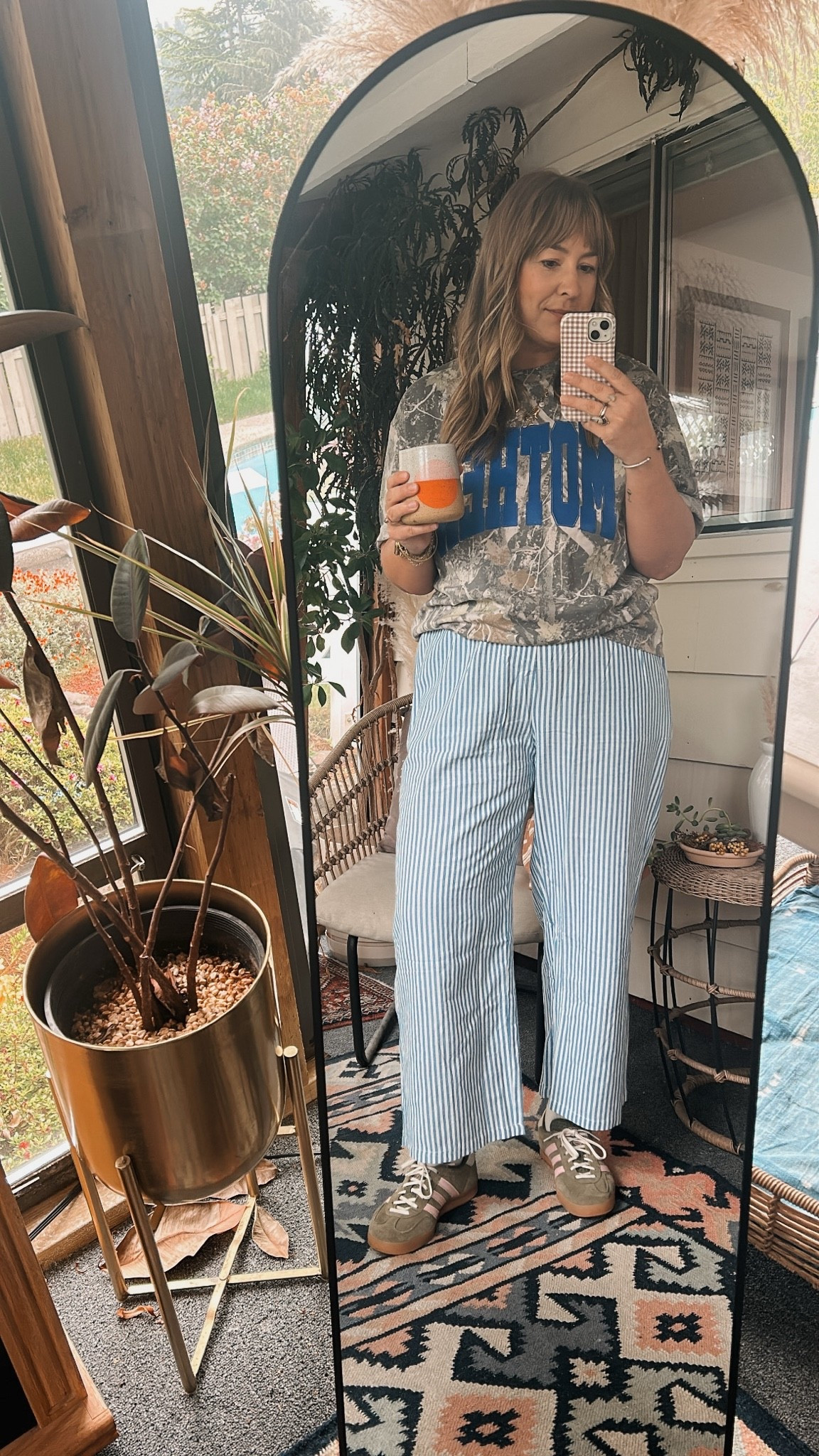 Comfy dopamine dressing, what’s new! The perfect camo t from Etta and east, Amazon pants, custom charm necklace from Rae liv boutique and coffee in hand always

#LTKootd #LTKmomlife