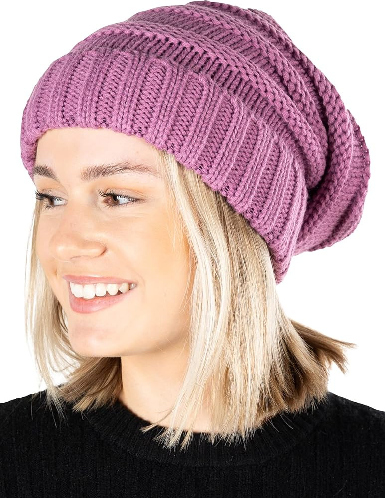 Funky Junque Trendy Warm Oversized Chunky Soft Oversized Cable Knit Slouchy Beanie | Amazon (US)
