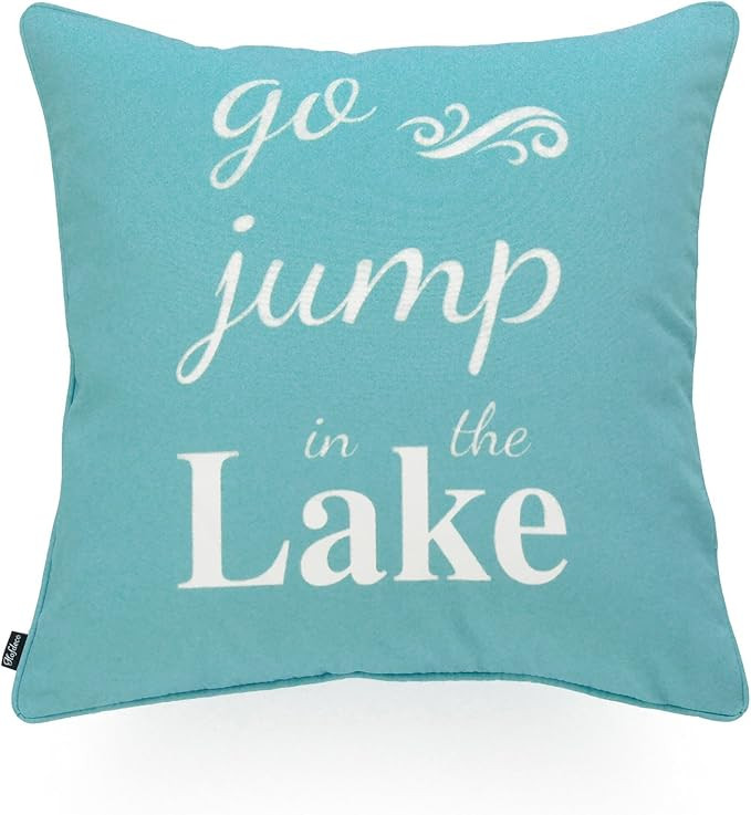 Hofdeco Lake House Indoor Outdoor Pillow Cover ONLY, Water Resistant for Patio Lounge Sofa, Aqua ... | Amazon (US)