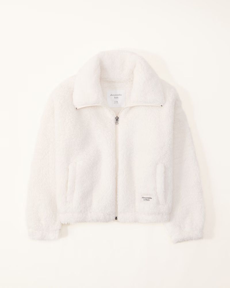 girls pattern sherpa mockneck jacket | girls | Abercrombie.com | Abercrombie & Fitch (US)
