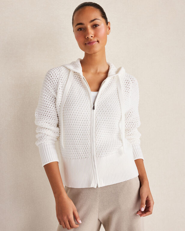 Cotton Wave Stitch Zip-Up Hoodie | Haven Well Within