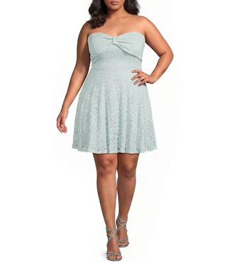 City Vibe Plus Size Lace Strapless Bow Front Dress -  3X | Dillard's