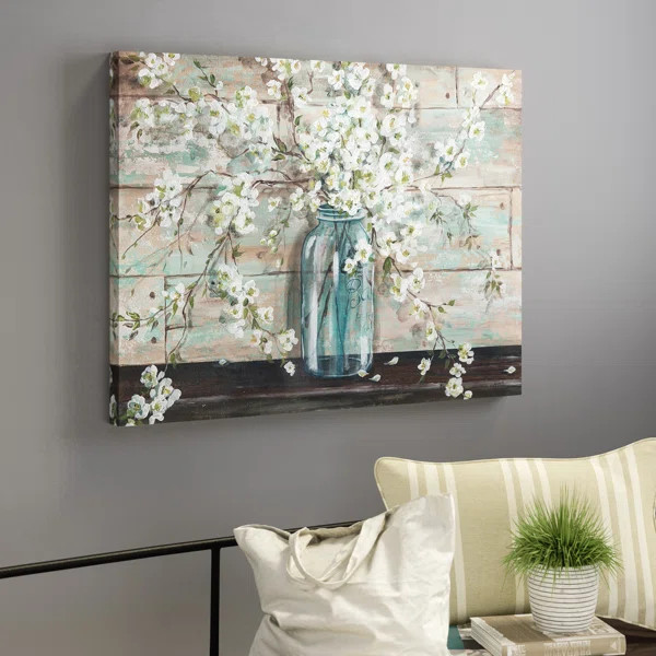 Blossoms In Mason Jar by Tre Sorelle - Wrapped Canvas Print | Wayfair North America