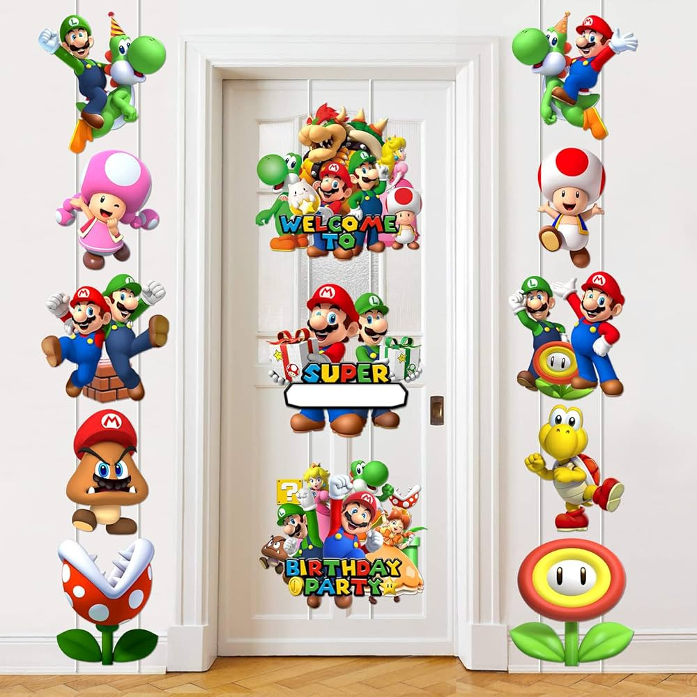 13Pcs Bros. Door Sign Banner Birthday Party Decoration, Bros Hanging Porch Signs, Video Game Part... | Amazon (US)