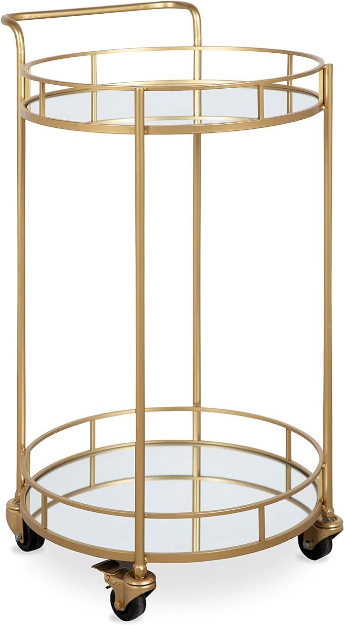 Kate and Laurel Deveaux Modern Metal and Glass Bar Cart, 17.75" x 17" x 30", Glam Gold Finish and... | Amazon (US)
